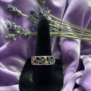 💜🩵 Elegant Multi-Stone Sterling Silver Ring